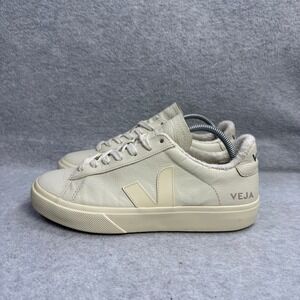 Veja Shoes Women Size 7 Cream Leather Fur Lined Low Top Casual Sneakers
